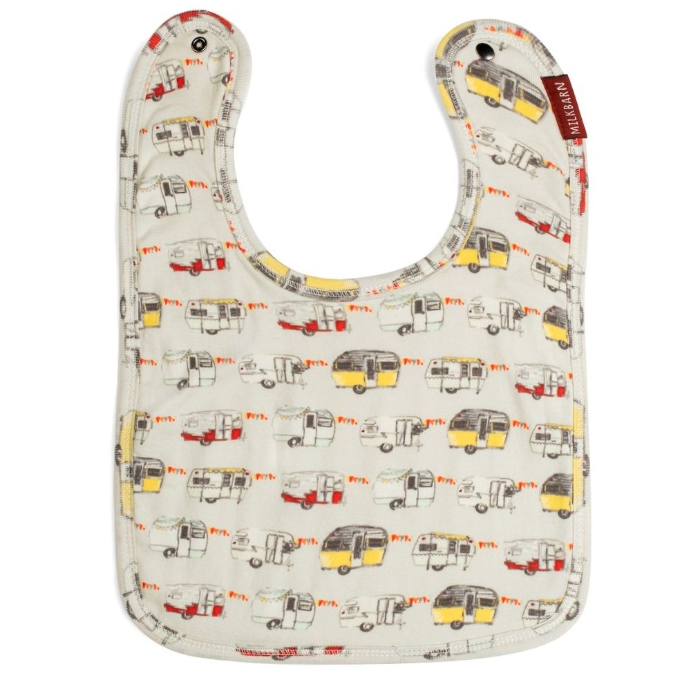 Milkbarn Organic Cotton Three-Layer Traditional Bib -- Vintage Trailers NWT